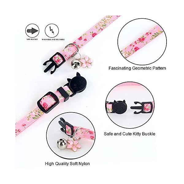 Yizepet breakaway cat collar with bell, 4 pack safety adjustable cat collars set… - image 4