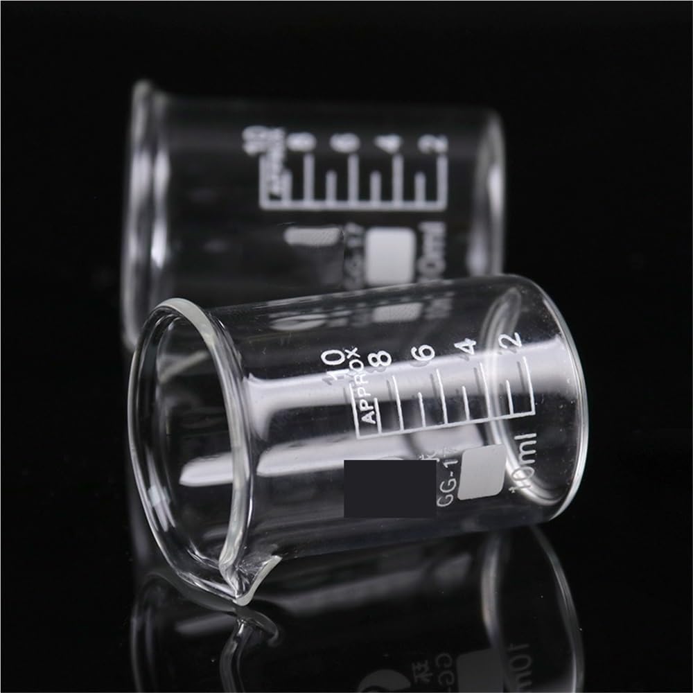 Vaso de precipitados de Forma Baja Espesado de 10 ml, Vaso de precipitados de Vidrio científico Transparente con Pico, Suministros de Laboratorio de química, 1 Pieza