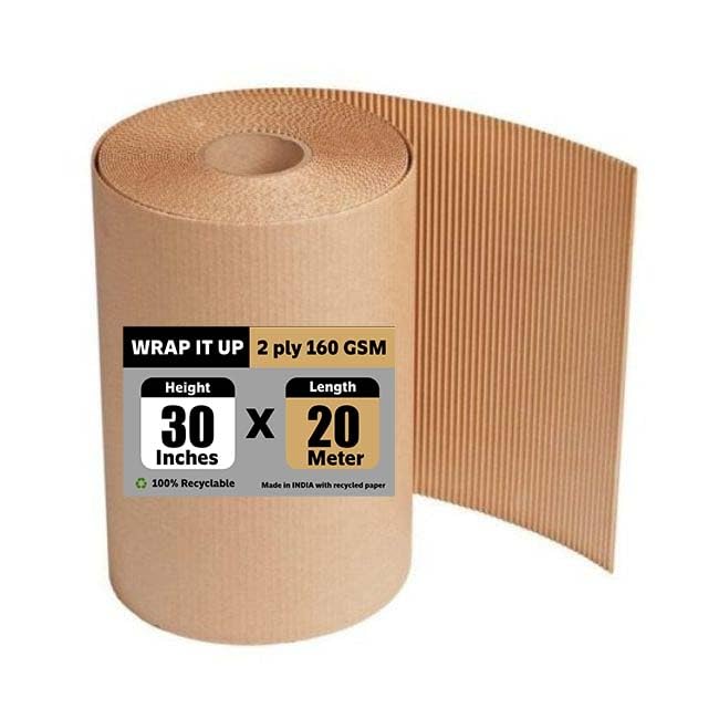 Image of WRAP IT UP Brown Corrugated Roll, 2 Ply, 160 /120 GSM, for Packaging (30 Inch * 20 Meter)