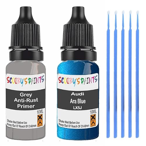 Scoobys Paints Back In The Mix Ara Blue Lx5j Touch Up Paint For Audi Blue With Primer (Ara Blue Lx5j)