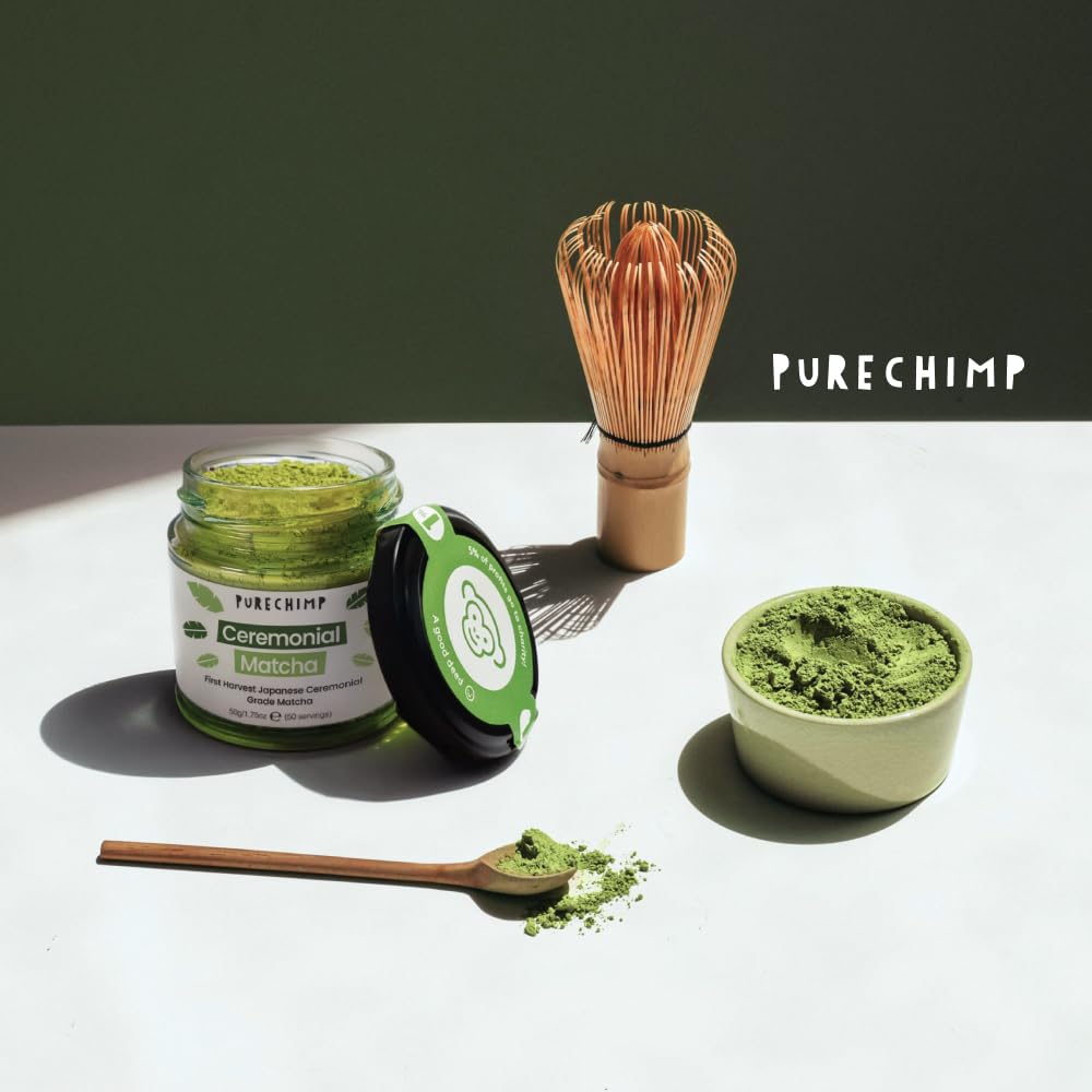PureChimp Ceremonial Grade Matcha Powder 1 75oz Pure Japanese Matcha Ceremonial Grade Tea Shade-Grown in Kagoshima Antioxidant-Rich Green — view 7