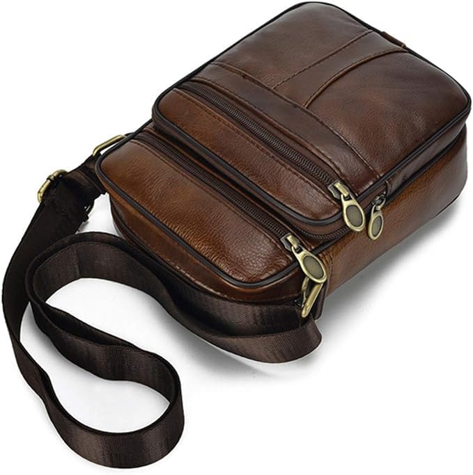 Sac à bandoulière homme étanche avec fermeture éclair multicouche et sangle réglable
