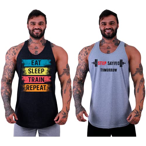 Kit 2 Regatas Longline Masculina MXD Conceito Academia Musculação Treino Gym Cavada Tank (G, Opção 1