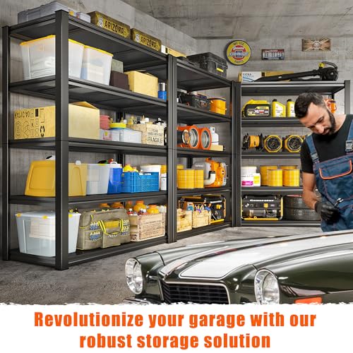 Raybee Garage Shelving Heavy Duty Storage Shelves Load 2050LBS Adjustable Heavy Duty Shelving Unit Industrial Metal Shelves for Storage Rack，Basement Pantry, 32.5\" W x 16.5\" D x 63\" H - Thumbnail 6