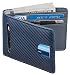 Casmonal Mens Leather Wallet Slim Front Pocket Wallet Billfold RFID Blocking (carbon fiber leather blue)
