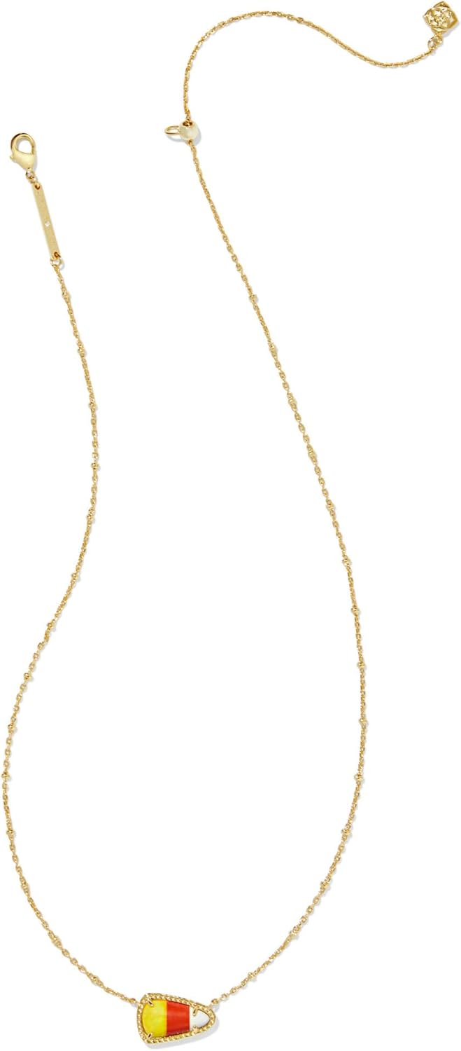 Kendra Scott Candy Corn Short Pendant Necklace in 14k Gold-Plated Brass, Magnesite, Fashion Jewelry for Women