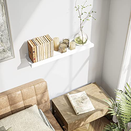 Alsonerbay White Floating Shelves, Large Floating Shelves Wood For Wall Storage, Wall Shelf For Bedroom, Living Room, Bathroom, Kitchen, Office And More, Set Of 3 #TOP2