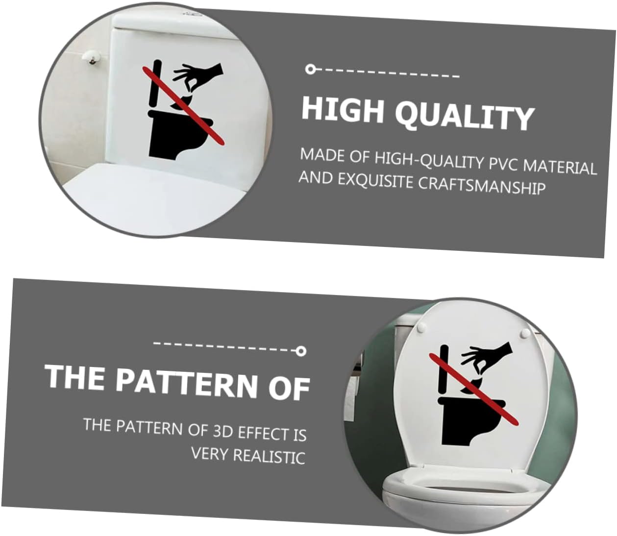2sheets Removable Toilet Seat Sign Cling Decorative Bathroom Decal to Prevent Tissue Disposal Wall Sticker for Fun Functional Bathroom Decor