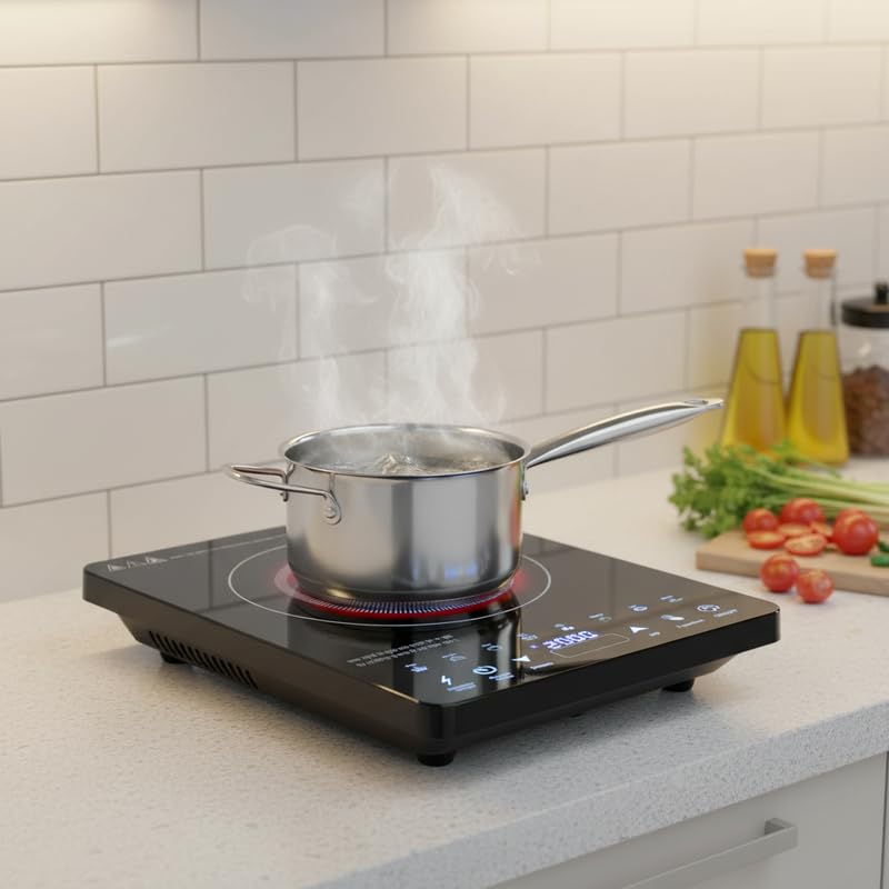 Image of Drumstone (15 Years Warranty) 2000W Portable Induction Cooktop - Electric Stove with Touch Control, Fast Heating, Energy Efficient, Multiple Cooking Modes, Black Glass Surface for Home Kitchen