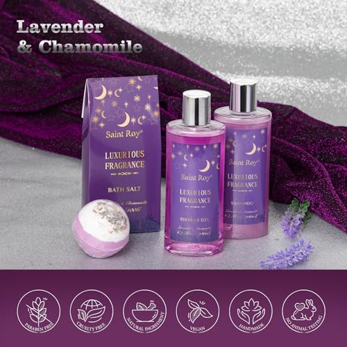 Image of Mothers Day gift Bath Basket Spa Kit Spa Gifts for Women, Bath and Body Basket Set 10pcs Self Care Kit Lavender Scent Birthday Gifts Skin Care Set, Christmas Gifts for Women, Beauty kits Bridal Shower