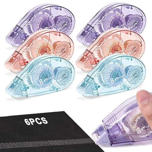 flintronic Double Sided Tape Dispenser 6PCS Glue Tape Roller for Scrapbooking Supplies Glue Tape Roller for Office School Home Journal Crafting Cards and Scrapbook Accessories(0.31in X 26.25ft)