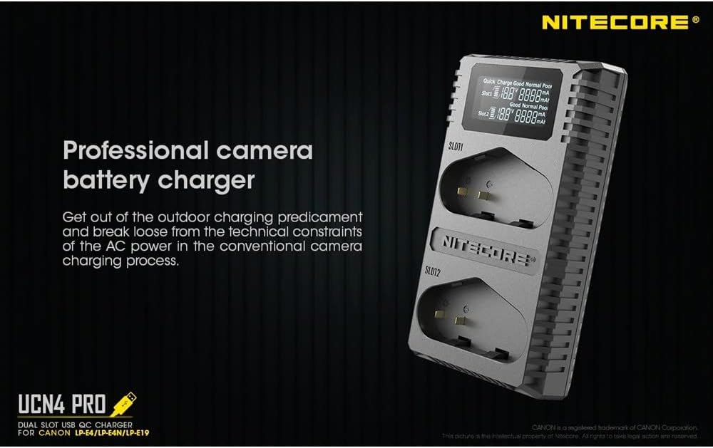 New Deal Nitecore UCN4 Pro Dual Charger for Canon LP-E4 & LP-E4N