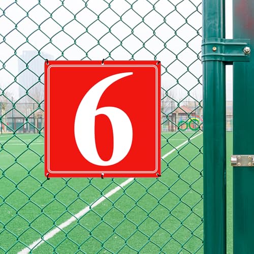 Image of Premium Aluminum Number Signs 6, Metal 12 inch X 12 inch Red Numbered Signs Outdoor for Parking Lots, Floor, Dock, Court, Aisle, Field, High Visibility, No Fade, Weather-resistant