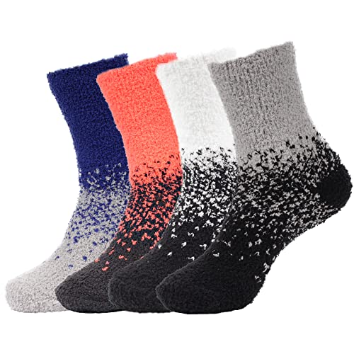 Image of BambooMN Colorful Fuzzy Socks - Assorted Super Soft Warm Microfiber Comfy Home Socks - Value Pack