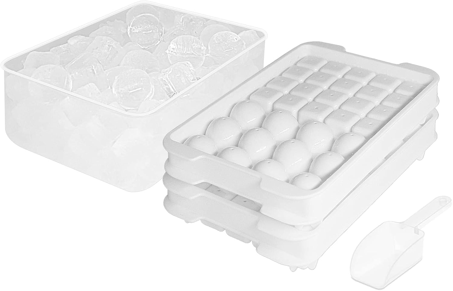Ice Cube Tray with Storage Container for Freezer,Stackable