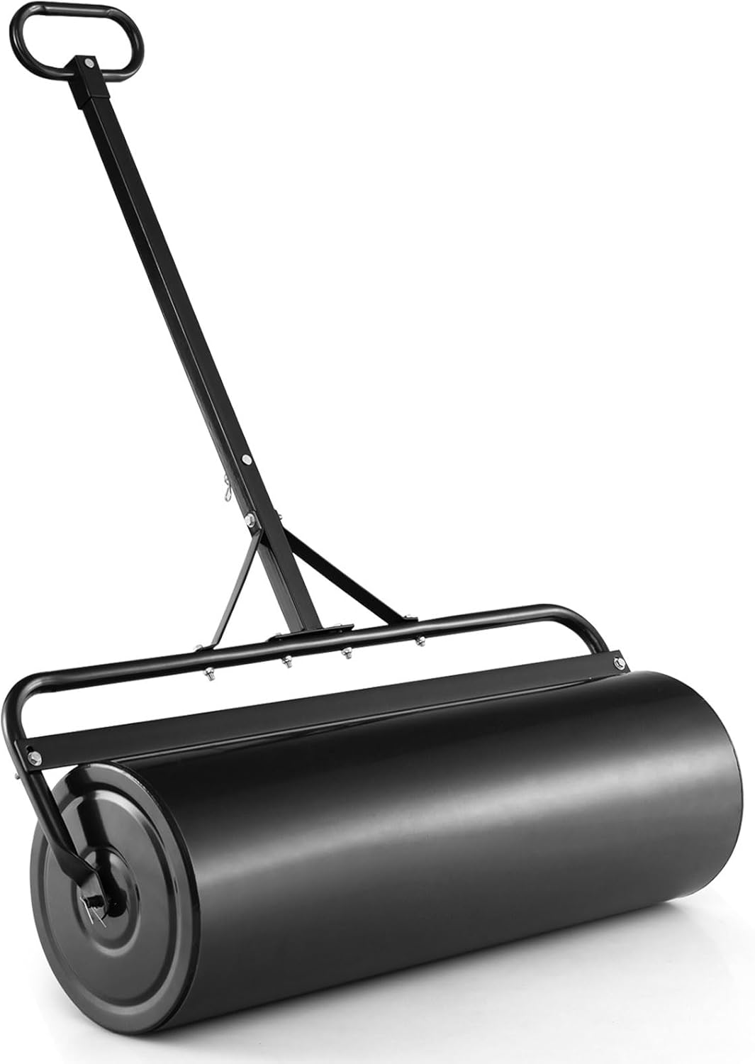 TANGZON 63L/113L Garden Lawn Roller, Water Sand Filled Outdoor Grass Roller with Removable Drain Plug & Scraper Bar, Heavy Duty Metal Lawn Push Rolling Tool, 30/40CM Diameter (99 x 30 x 137cm, Black)