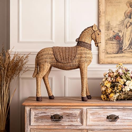 Estatua rústica de caballo en resina estilo rattán miniatura 6