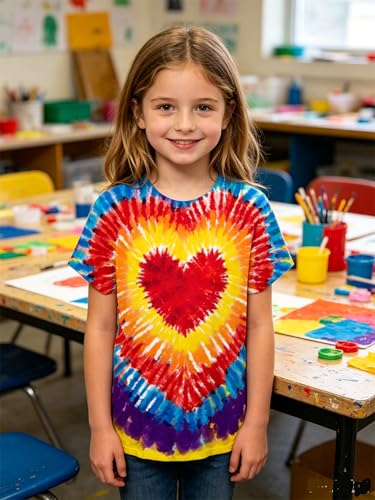 Image of SunFoucs Girls Kids Shirts Size 5-12 Tie Dye Casual Tshirt Short Sleeve Crewneck Tee Top | Short Sleeve Rainbow Tee Top