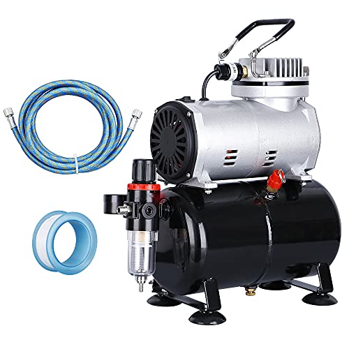 ZENY Professional Airbrush Compressor with Tank, Multipurpose Airbrushing Paint System Kit for Spraying Art Tattoo Nail Painting Makeup Black