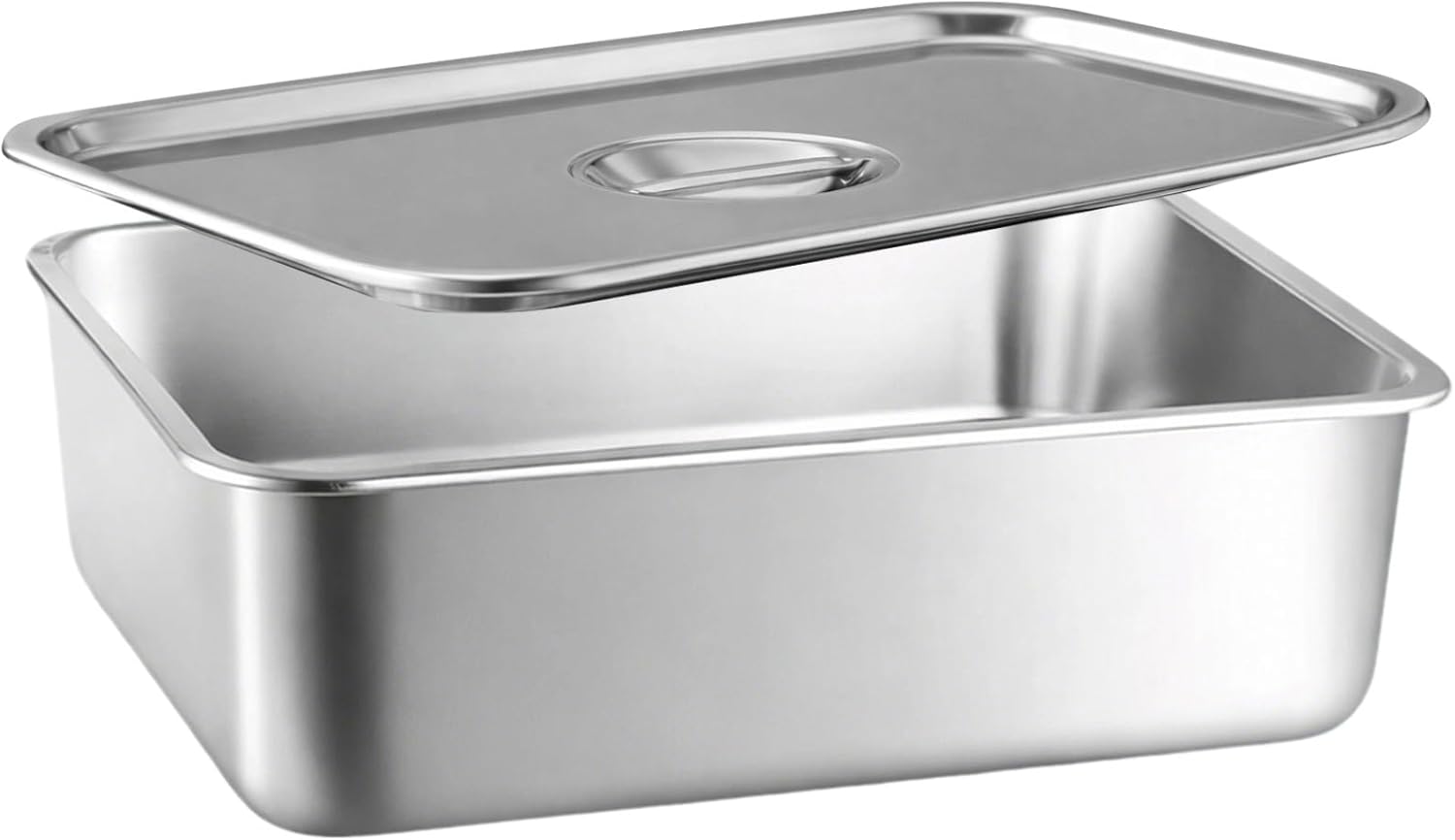 Lasagna Pan, Stainless Steel, with Lid, 7.4 QT, 14 x 10.4 x 3.9 in Deep, Large Rectangular Baking Casserole Dish, Food Safe for Kitchen, Restaurant