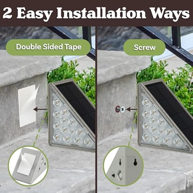 Pure Garden Solar Step Lights for Outside 6-Pack - LED Solar Stair Lights Outdoor Waterproof IP67 Outdoor Lighting for Walkways, Deck, Front Door Entryway, Garden Pathways, or Porch