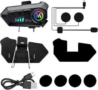 Motorcycle Intercom Helmet Bluetooth Headset Voice Assistant Support Double Noise Cancellation High Definition Calling Listening Music and Navigating at the Same time