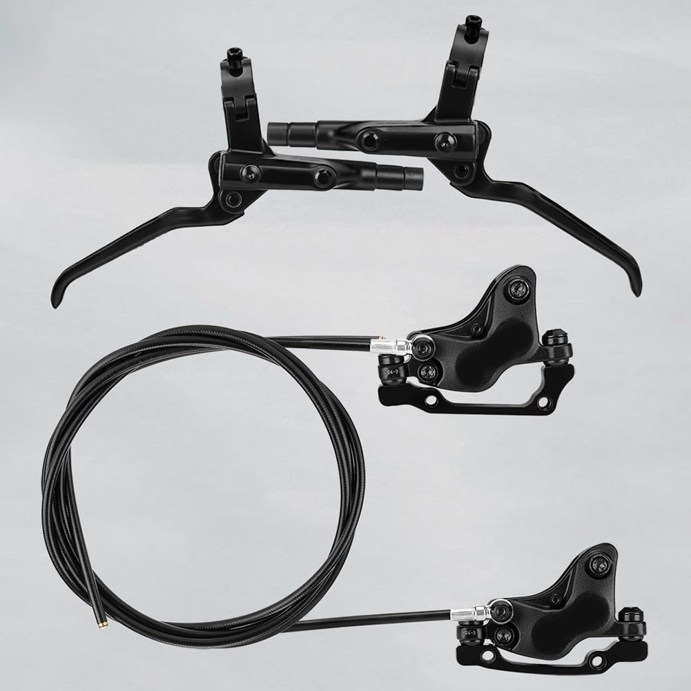 Mountain For Bike Set di freni a disco idraulico a 4 pistoni Tubo diviso in lega di alluminio 6061 anteriore posteriore forte tenuta nera per parti di ciclismo MTB (anteriore + posteriore)