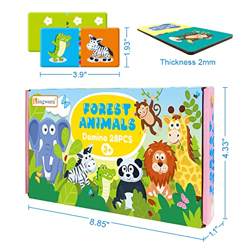Forest Animals Matching Game,28 Pcs Double-Side Dominoes Games,Animal Dominoes For Kids Ages 4-8,Super Fun Family Game,Make A Great Gift For Preschool,Educational Toys For 3+ Year Old #TOP2