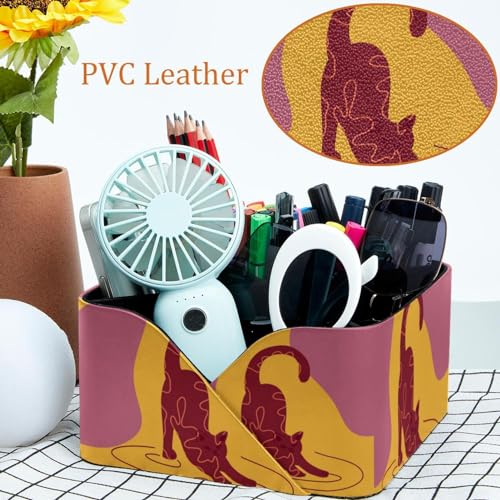 Porte-stylos rectangulaire chat mignon à double compartiment pour papeterie - 6