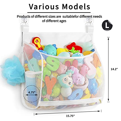 Baby-Mesh-Bath-Toy-Organizer-Multiple-Ways-to-Hang-Ultra-Large-Capacity-Large-Opening-Bathroom-Toy-Holder-Bath-Toy-Storage-Bag-With-2-Side-Pockets-Large-White Baby Mesh Bath Toy Organizer Multiple Ways to Hang Ultra Large Capacity Large Opening Bathroom Toy Holder Bath Toy Storage Bag With 2 Side Pockets Large White