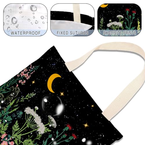 Image of IRADA Car Trash Bag Hanging No Snap Small Garbage Bag for Car Back Seat Cute Printed One-Handed Strap Trash Bags Car Accessories-Wildflowers-Black Car Trash Bags