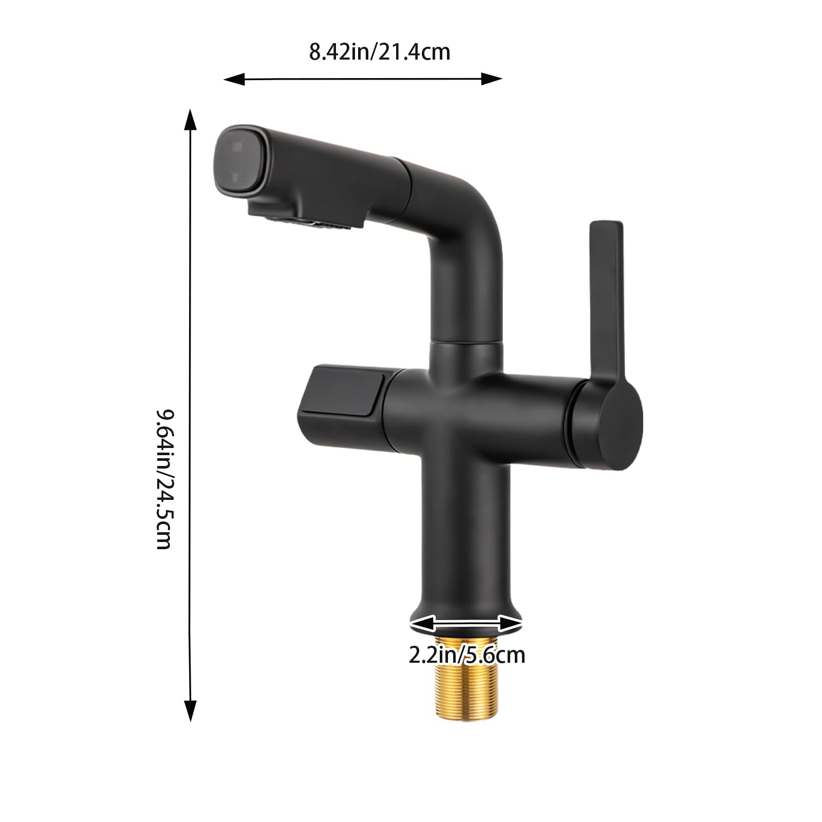 Grifo extensible para fregadero de cocina con indicador digital de temperatura, giratorio de 360 grados, extensible y con alcachofa extraíble (negro)
