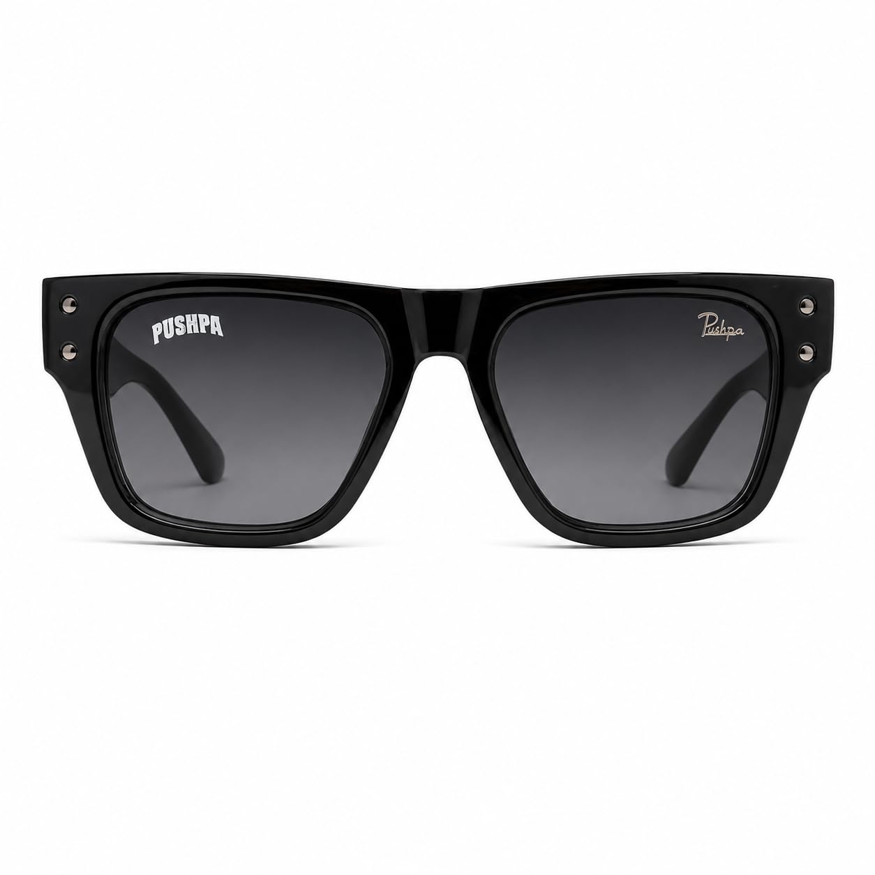Pushpa Premium Square Black Sunglasses for Men & Women | UV400 Protection | Lightweight Fashion Eyewear | Gradient Smoke Lens | Stylish Casual & Driving Sunglasses-image-46