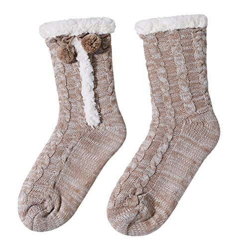Image of Chassic Sherpa Lined Slipper Socks for Women, Non-Slip Cozy Winter House Socks, Soft Fuzzy Socks, Gifts for Women & Ladies Stocking Stuffers