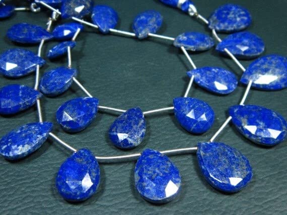 Lapis Lazuli Faceted Big Pear perles enfilées de lithothérapie