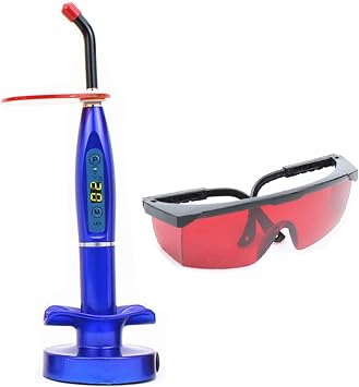 LED Dental Curing Light Dental Polypolymer Resin Curing Dental Adjustable Working Time Dental Tool Teeth Whitening Goggles Color Blue