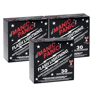 MANIC PANIC Flash Lightning Hair Bleach Kit – Bleach Powder + 30 Volume Developer – Hair Lightener for Dark Shades – Lifts Up to 5 Levels – Achieve Medium to Light Blonde – Vegan & Cruelty-Free (3 pk)
