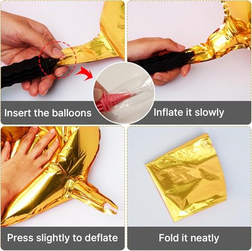 Image of 6Pcs 22 inch Golden Metallic Ball Balloons 4D Large Foil Balloons for 70s Disco Party Birthday Decorations