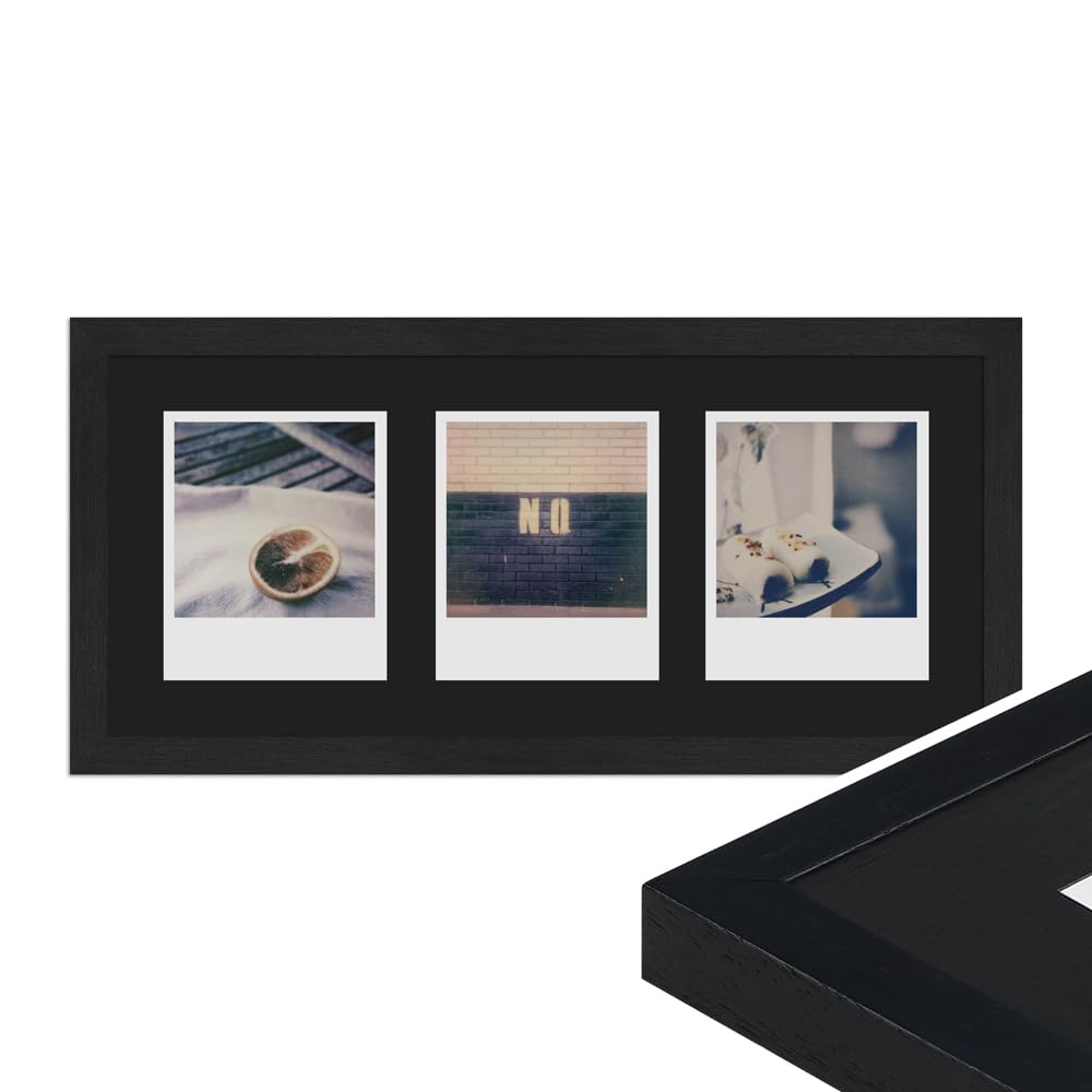 WANDStyle Cornice per Polaroid nero, per 3 fotos istantanea, in legno, in stile moderno, da appendere, Made in Germany - H950