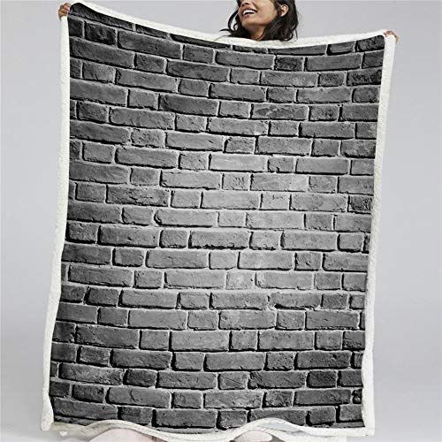 Blanket Stein Sherpa Wolldecke Gemauerten Wand Decke Natürliche Bettwäsche Plüsch Mikrofaser-Decke 3D Animal (Color : 1, Size : 130cmx150cm)