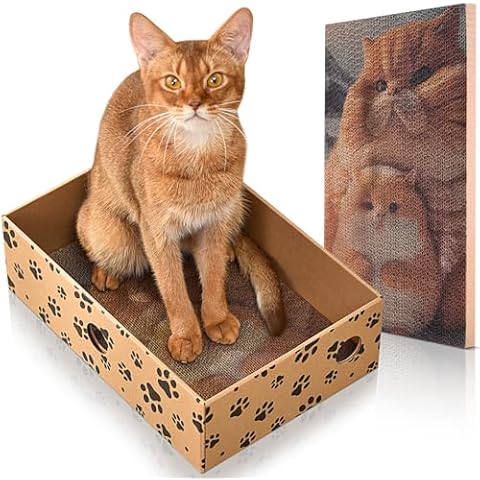 Cardboard Cat Scratcher for Indoor Cats, Cardboard Cat Scratching Board, Cat Scratch Pad, Cat Toys for Indoor Cats Interactive Hole Design, Suitable for Kittens or Small Adult Cats Under 13 Lbs Cover
