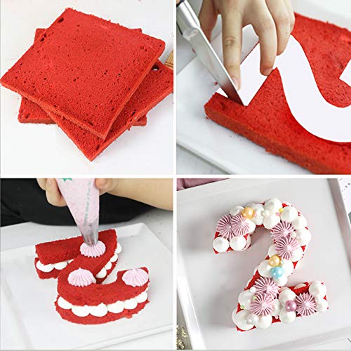 0-8 Numeral Cake Stencils Molds 10 Inch Arabic Number Cake Maker Decorative Fillings Layered Cake Baking Tools for DIY Wedding Birthday Anniversary, White (10 inch) - Thumbnail 2