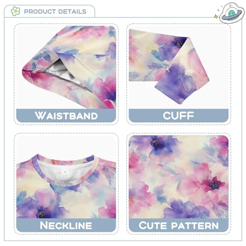 JUNZAN Watercolor Spring Flowers Flores Kids Girls Hoodie Sweatshirt Crewneck Kids Hoodies Boys Athletic 4T3