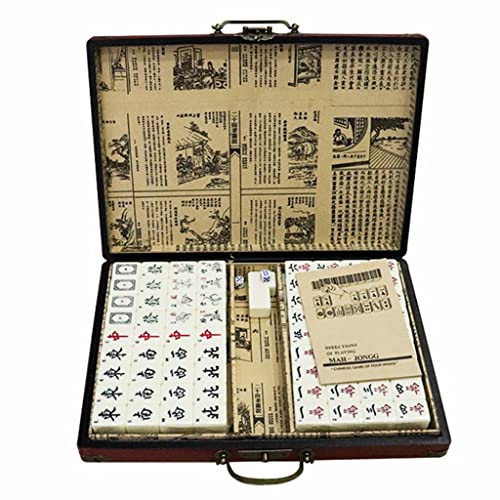 Juego Tradicional de Mahjong Chino con Caja Antigua Ornamental