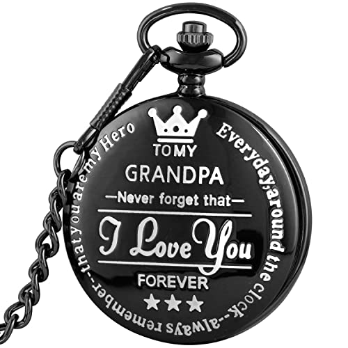 Reloj de bolsillo para hombre grabado para padres y abuelos con cadena de coleccionista 2