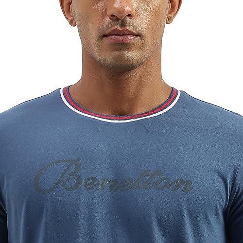 Image of UNITED COLORS OF BENETTON Men's Cotton Solid Regular Fit T-Shirt