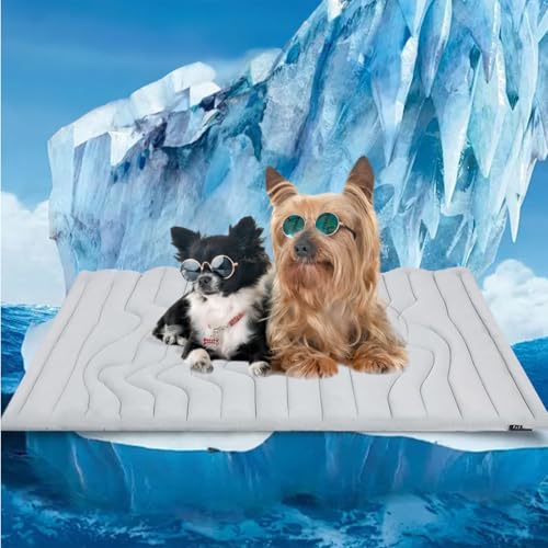 zoocco Dog Cooling Mat, Thickened Pet Cooling Mat for Large Dogs & Cats, Non-Slip Foldable Coolings Mats for Dogs, Summer Travel & Home Use (Gray,122 * 71cm)