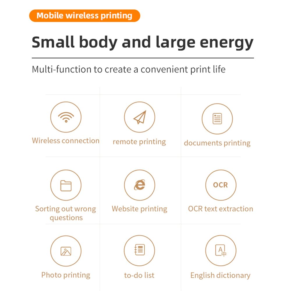 ACAGALA Impresora de papel portátil A4, impresión térmica inalámbrica BT Connect, compatible con iOS y Android, compatible con impresoras fotográficas móviles de 210 mm de ancho, para exteriores