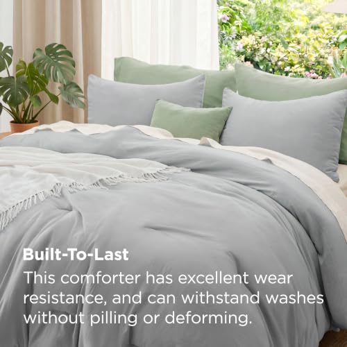 Image of Bedsure Full Comforter Set, Silver Grey Soft Prewashed Bedding for All Seasons, 3 Pieces GentleSoft Bed Set, 1 Lightweight Comforter (82 inchx86 inch) and 2 Pillowcases (20 inchx26 inch)