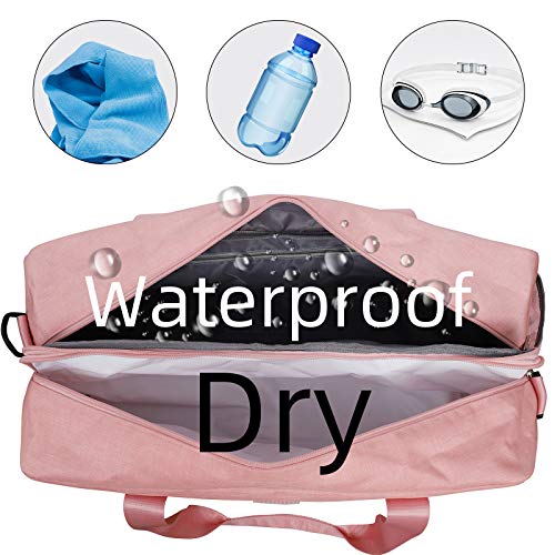 Gym Bag Shoes Compartment Shoulder Bag Travel Duffel Bag Swim Bag for Women and Men (Pink XL)